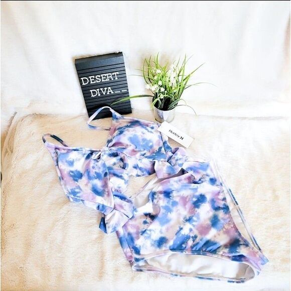 Hurley Womens One Piece Tie-Dye Purple S Bathing Suit  Cut-Out New - Picture 3 of 8